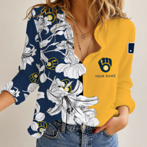 Limited Edition – Customized MLB Milwaukee Brewers Women Casual Shirt