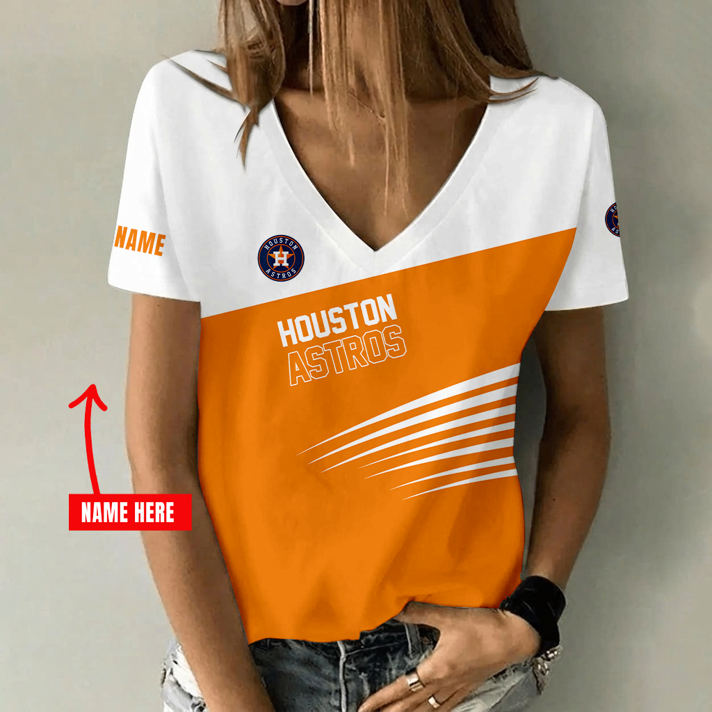 Limited Edition – Customized MLB Houston Astros V-Neck Female Shirt