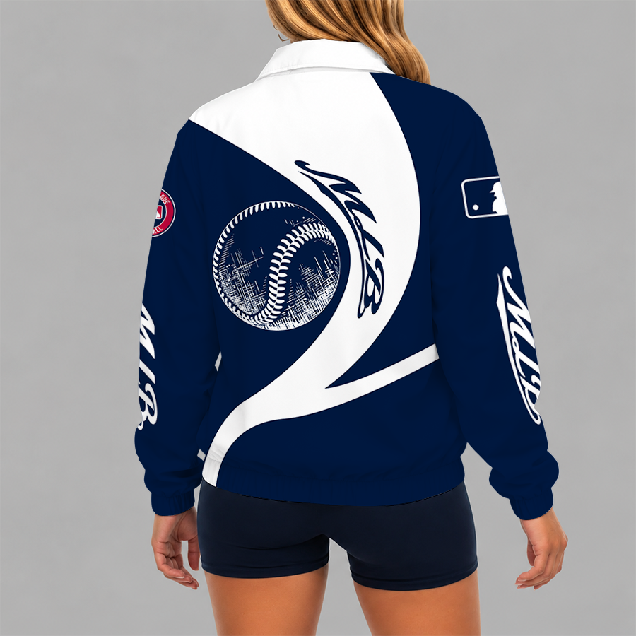 Limited Edition – Customized MLB Major League Baseball V-Neck Zipper Sweatshirt Jacket - Image 2