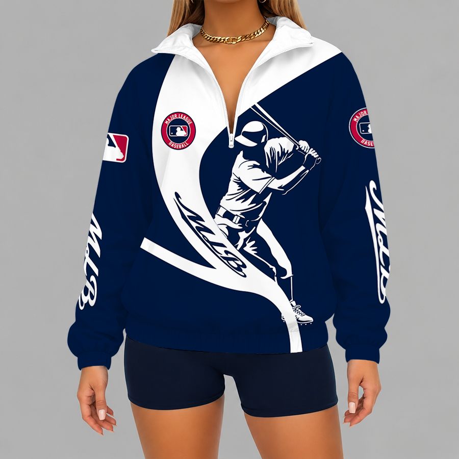 Limited Edition – Customized MLB Major League Baseball V-Neck Zipper Sweatshirt Jacket