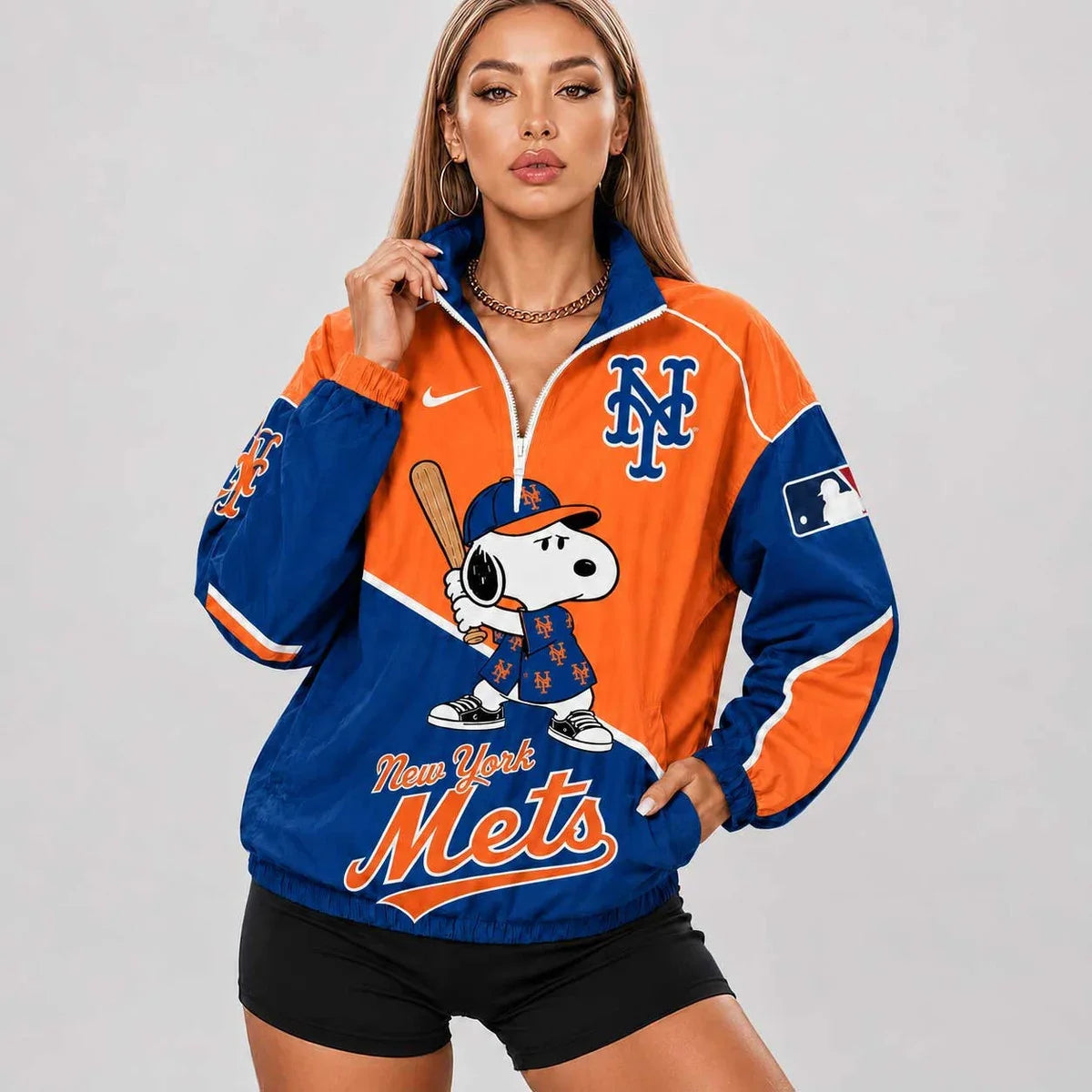 Limited Edition – Customized MLB New York Mets V-Neck Zipper Sweatshirt Jacket