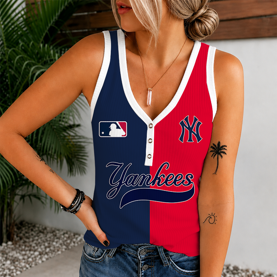 Limited Edition – Customized MLB New York Yankees Women’s V-Neck Tank Top