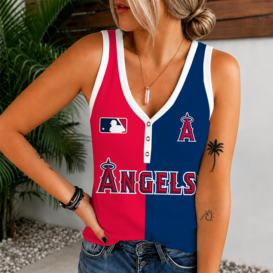 Limited Edition – Customized MLB Los Angeles Angels Women’s V-Neck Tank Top