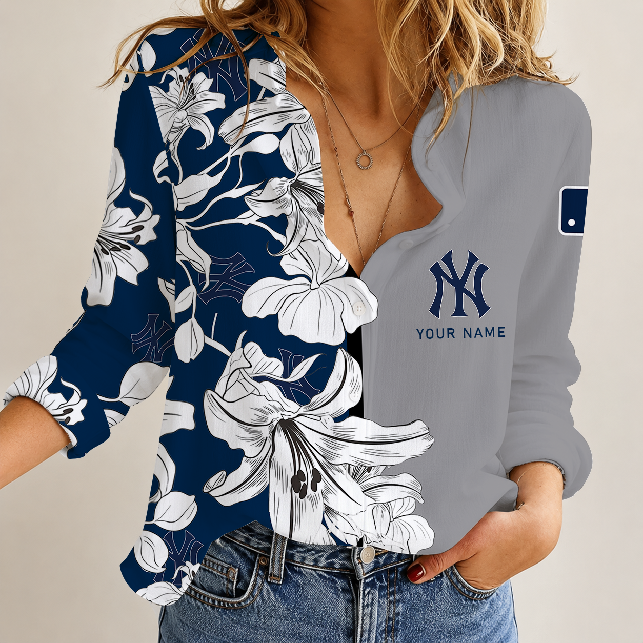Limited Edition – Customized MLB New York Yankees Women Casual Shirt