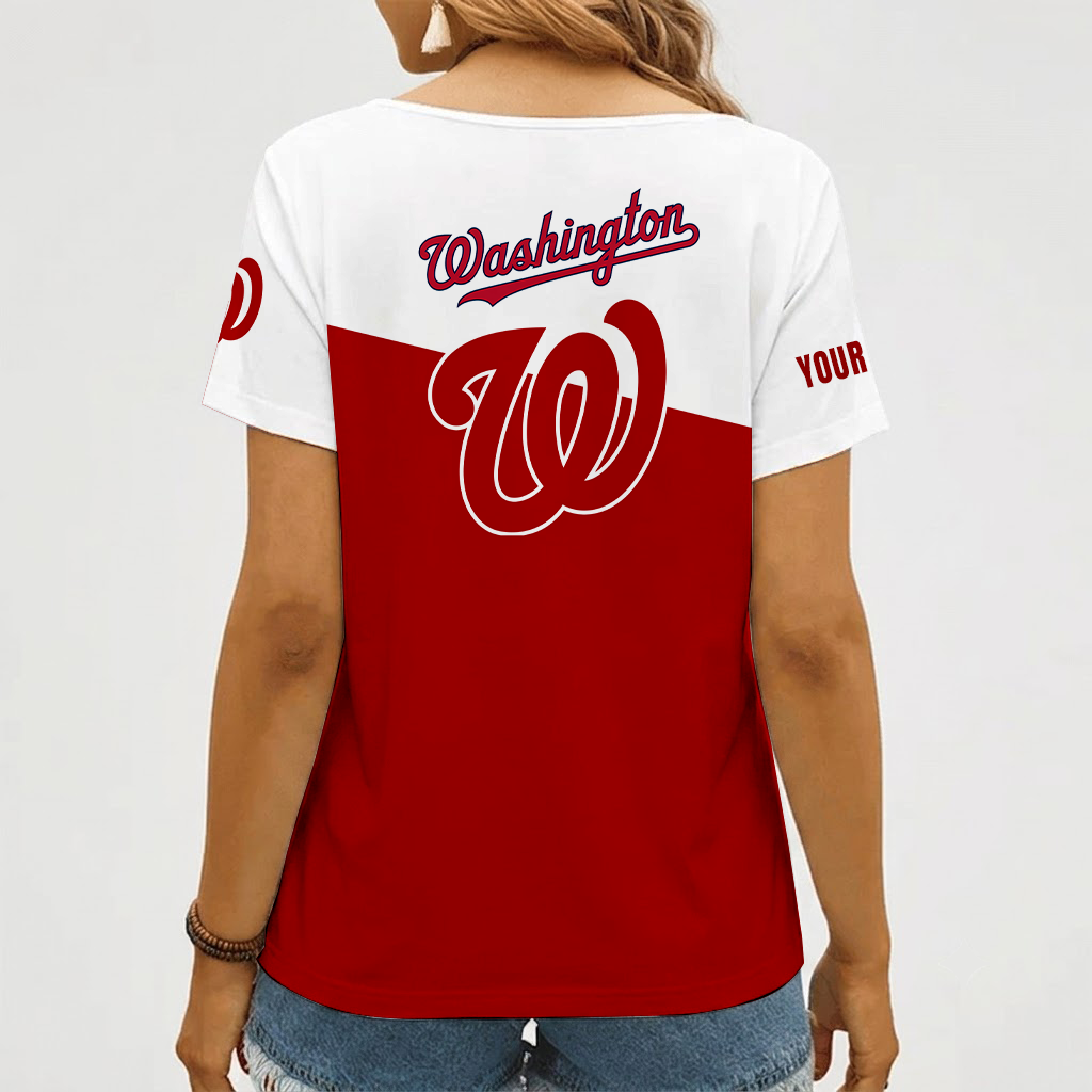 Limited Edition – Customized MLB Washington Nationals V-Neck Female Shirt - Image 2
