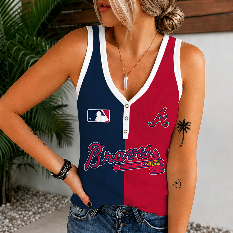 Limited Edition – Customized MLB Atlanta Braves Women’s V-Neck Tank Top