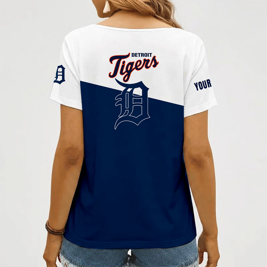 Limited Edition – Customized MLB Detroit Tigers V-Neck Female Shirt - Image 2