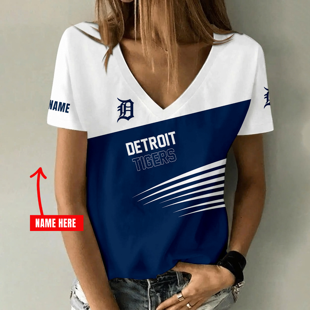Limited Edition – Customized MLB Detroit Tigers V-Neck Female Shirt