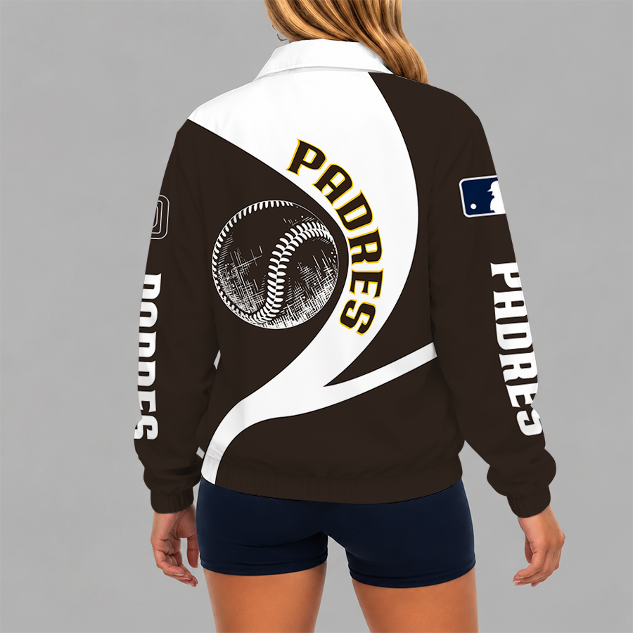 Limited Edition – Customized MLB San Diego Padres V-Neck Zipper Sweatshirt Jacket - Image 2
