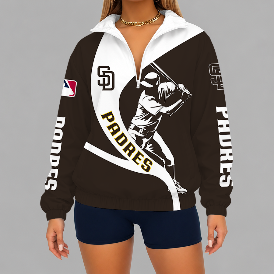Limited Edition – Customized MLB San Diego Padres V-Neck Zipper Sweatshirt Jacket