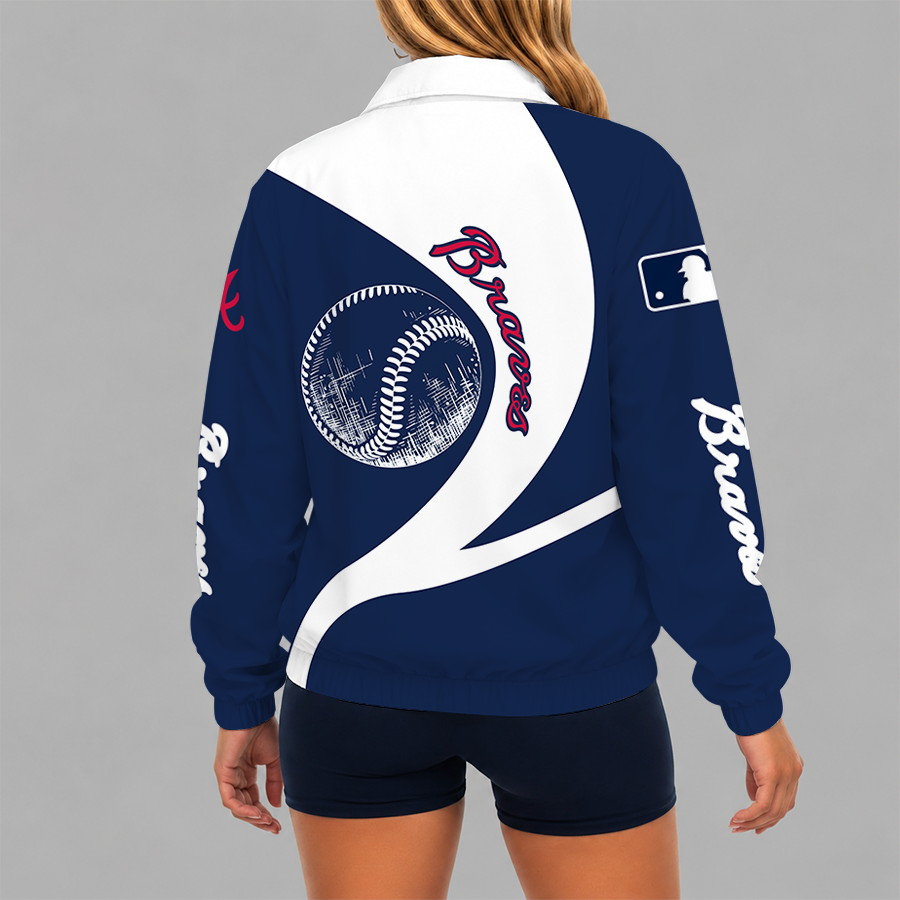 Limited Edition – Customized MLB Atlanta Braves V-Neck Zipper Sweatshirt Jacket - Image 2