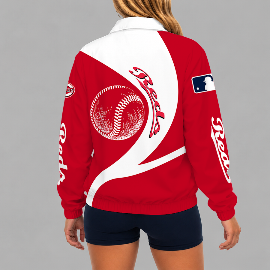 Limited Edition – Customized MLB Cincinnati Reds V-Neck Zipper Sweatshirt Jacket - Image 2