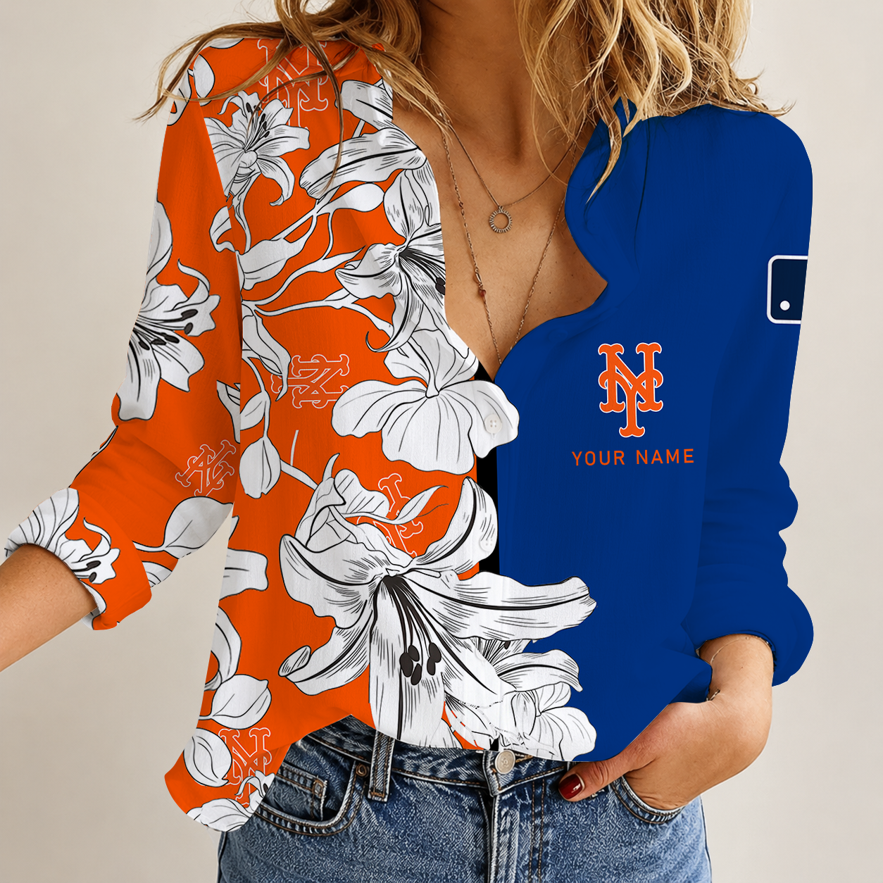 Limited Edition – Customized MLB New York Mets Women Casual Shirt