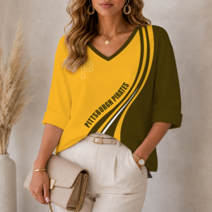 Limited Edition – Customized MLB Pittsburgh Pirates Women’s Heart V-Neck Long Sleeve Shirt