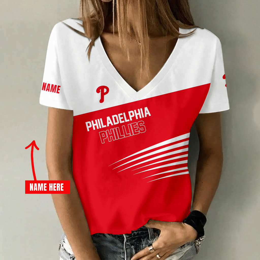 Limited Edition – Customized MLB Philadelphia Phillies V-Neck Female Shirt