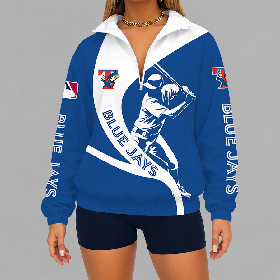 Limited Edition – Customized MLB Toronto Blue Jays V-Neck Zipper Sweatshirt Jacket