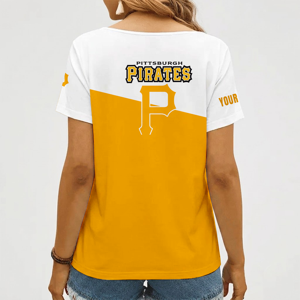Limited Edition – Customized MLB Pittsburgh Pirates V-Neck Female Shirt - Image 2