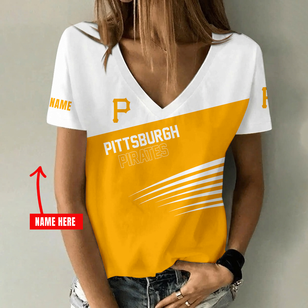 Limited Edition – Customized MLB Pittsburgh Pirates V-Neck Female Shirt