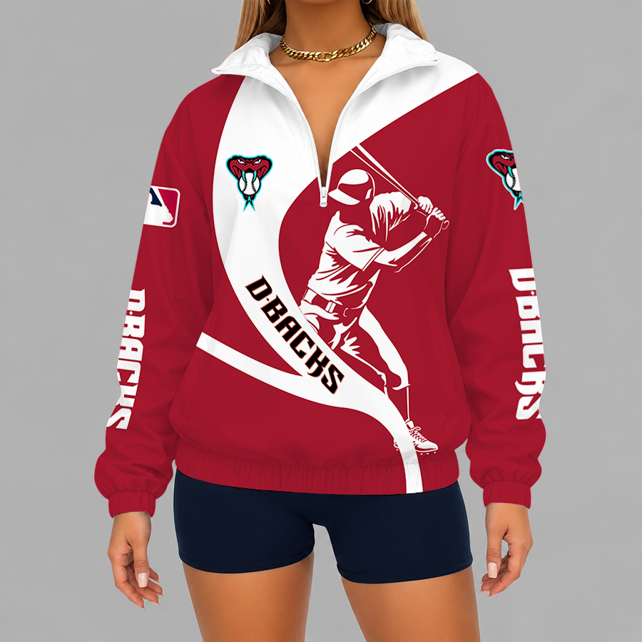 Limited Edition – Customized MLB Arizona Diamondbacks V-Neck Zipper Sweatshirt Jacket