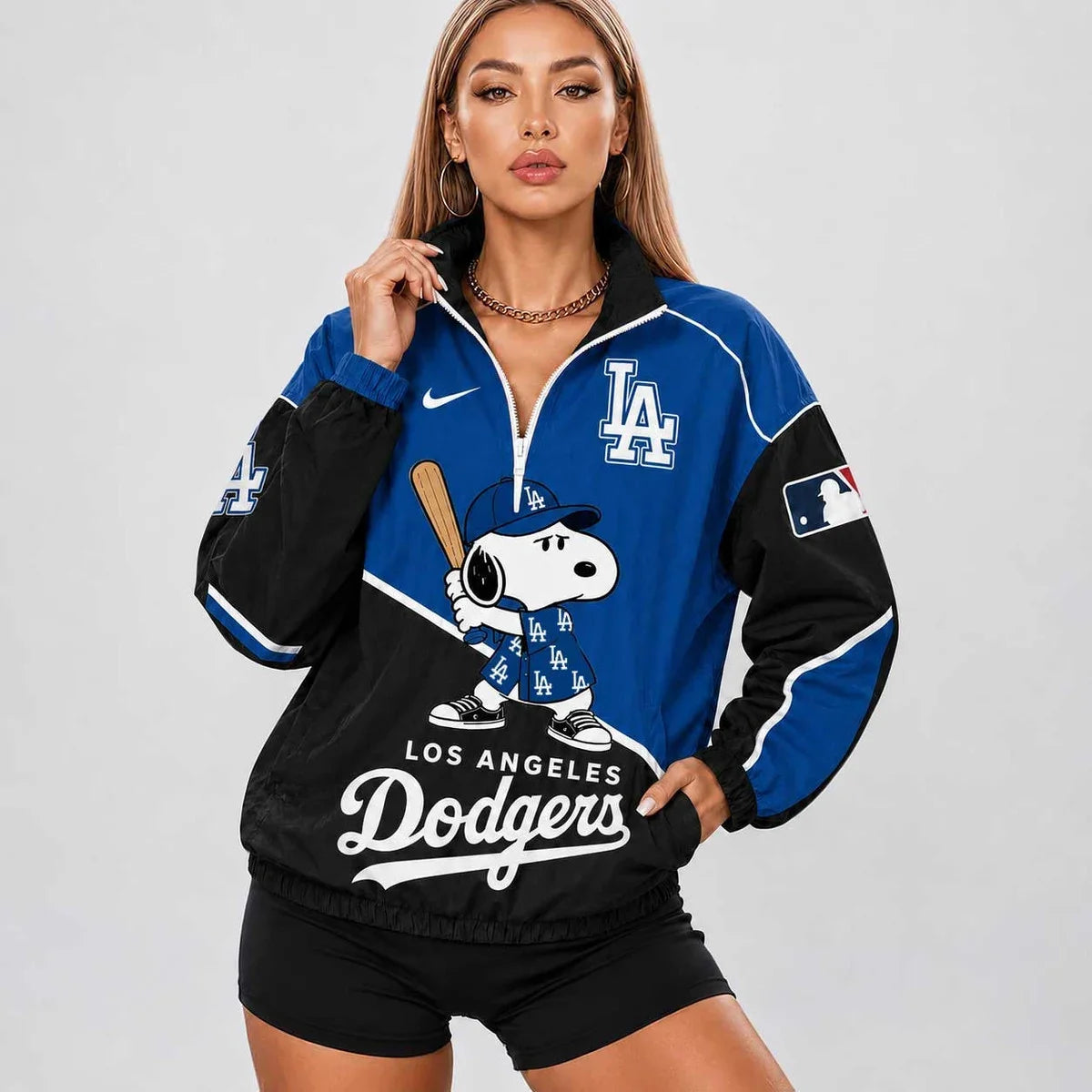Limited Edition – Customized MLB Los Angeles Dodgers V-Neck Zipper Sweatshirt Jacket