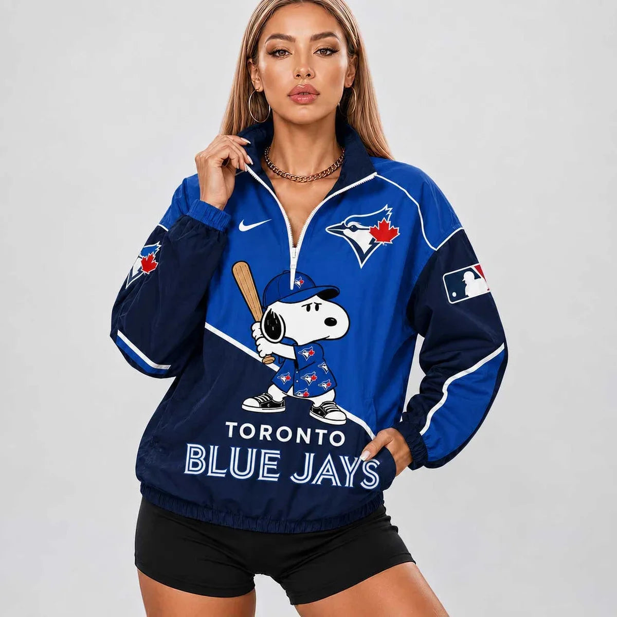 Limited Edition – Customized MLB Toronto Blue Jays V-Neck Zipper Sweatshirt Jacket
