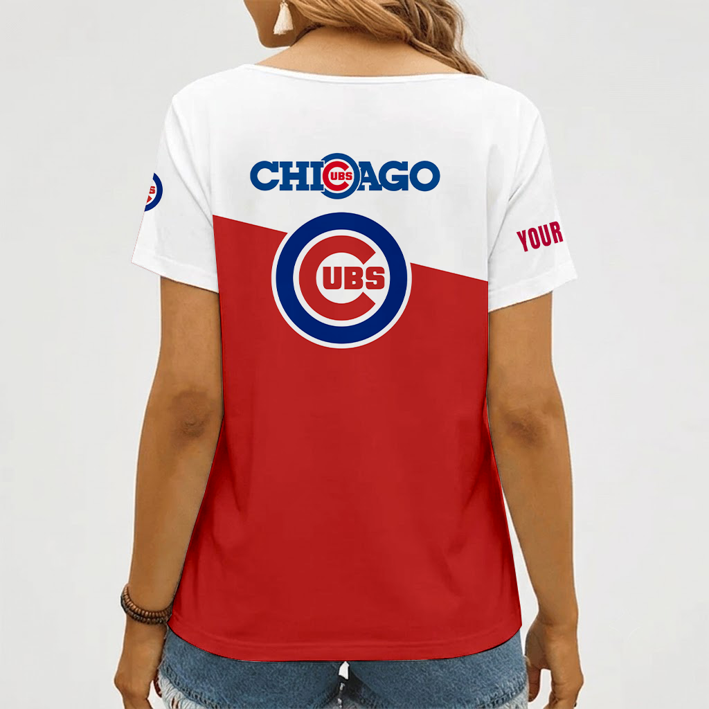 Limited Edition – Customized MLB Chicago Cubs V-Neck Female Shirt - Image 2