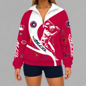 Limited Edition – Customized MLB All Teams V-Neck Zipper Sweatshirt Jacket