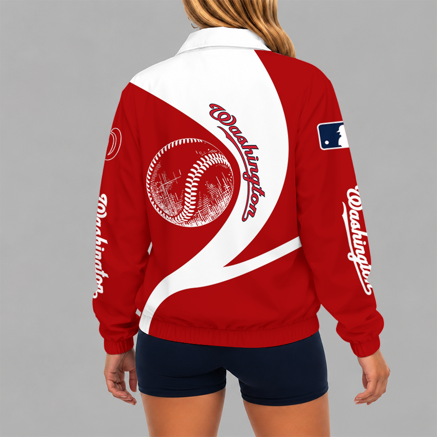 Limited Edition – Customized MLB Washington Nationals V-Neck Zipper Sweatshirt Jacket - Image 2