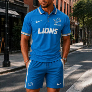 Limited Edition – Customized NFL Detroit Lions Polo Shirt & Short Pants