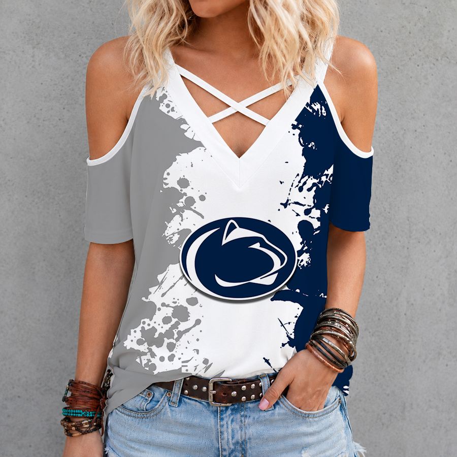 Limited Edition – Customized NCAA Penn State Nittany Lions Criss Cross V-Neck Top