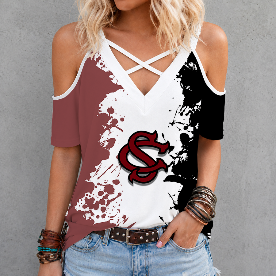 Limited Edition – Customized NCAA South Carolina Gamecocks Criss Cross V-Neck Top