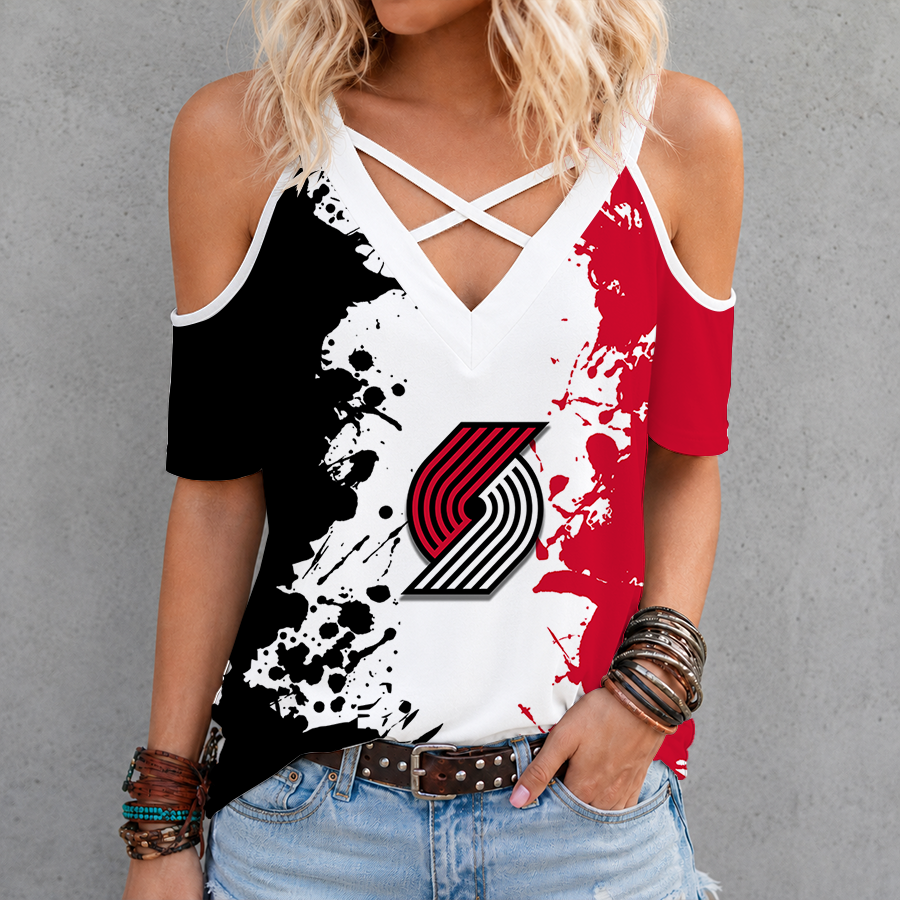 Limited Edition – Customized Nba Portland Trail Blazers Criss Cross V-Neck Top