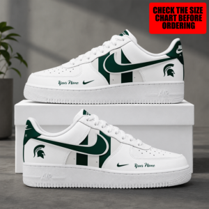 Limited Edition – New Customized NCAA Michigan State Spartans Strappy Air Force 1 Shoes
