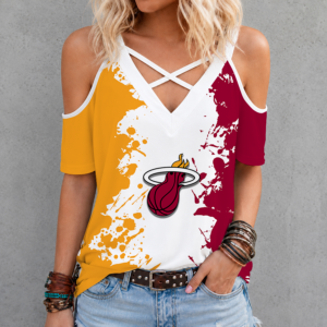 Limited Edition – Customized Nba Miami Heat Criss Cross V-Neck Top