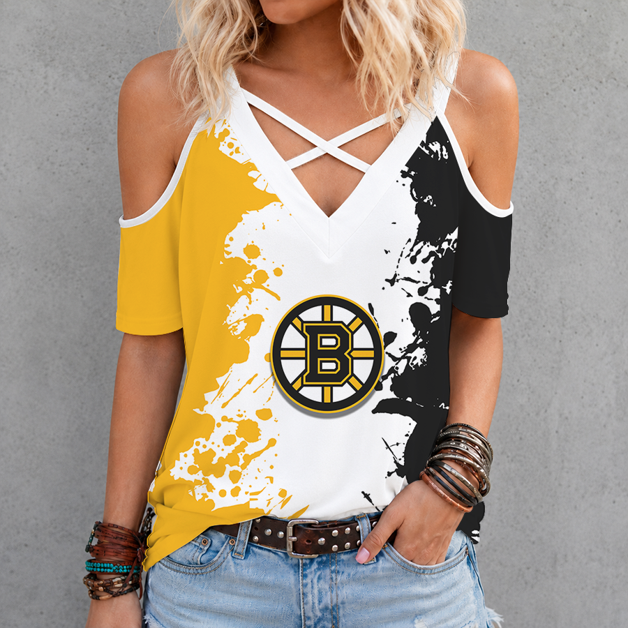 Limited Edition – Customized NHL Boston Bruins Criss Cross V-Neck Top