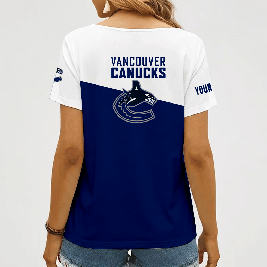 Limited Edition – Customized NHL Vancouver Canucks V-Neck Female Shirt - Image 2