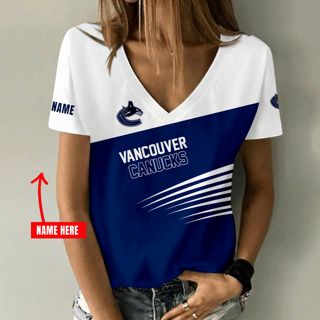 Limited Edition – Customized NHL Vancouver Canucks V-Neck Female Shirt