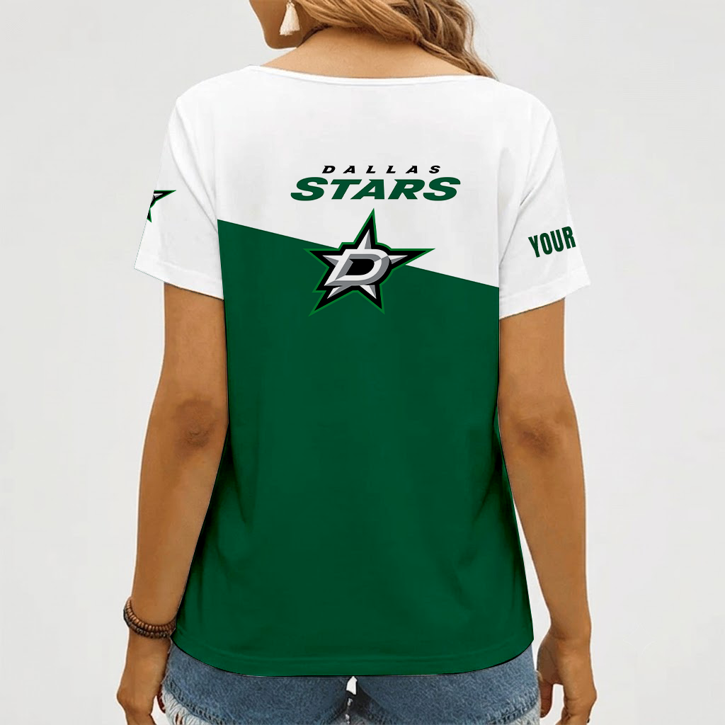 Limited Edition – Customized NHL Dallas Stars V-Neck Female Shirt - Image 2