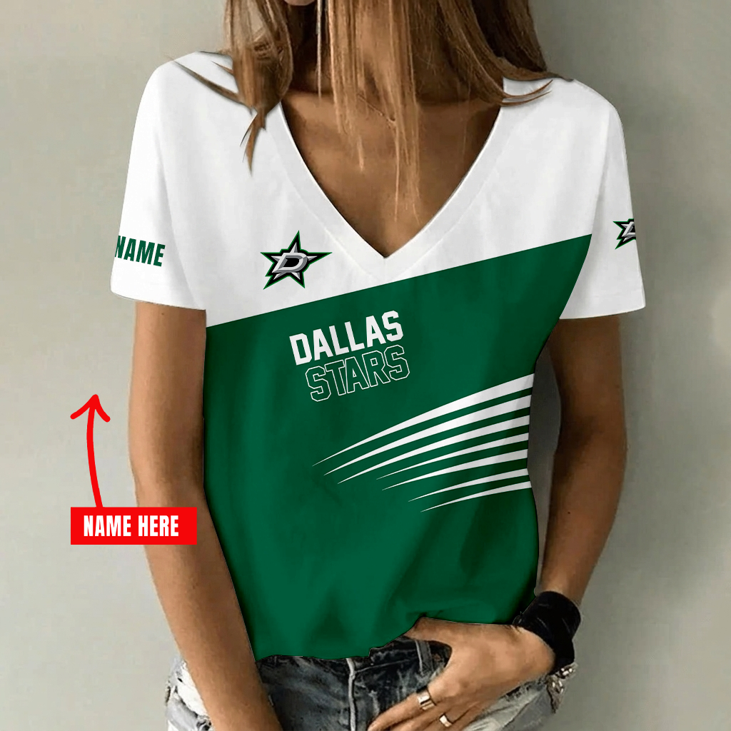 Limited Edition – Customized NHL Dallas Stars V-Neck Female Shirt