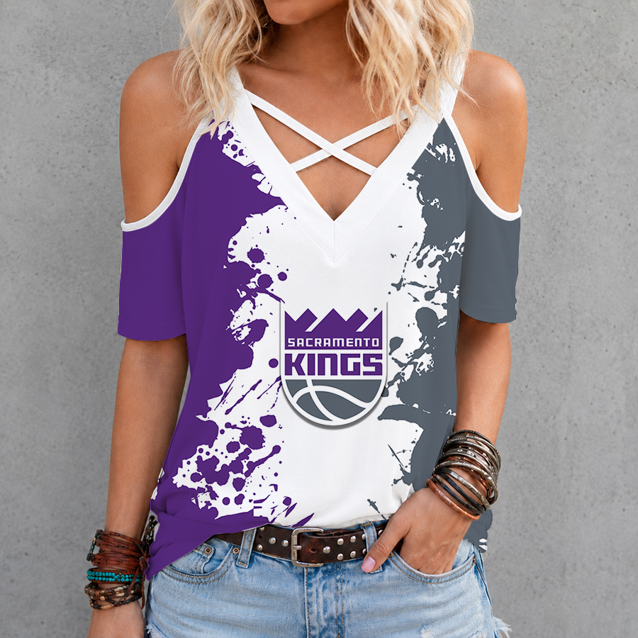 Limited Edition – Customized Nba Sacramento Kings Criss Cross V-Neck Top
