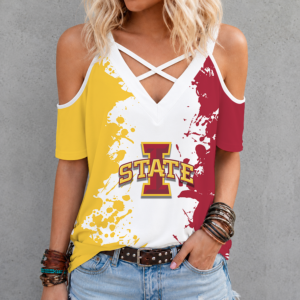 Limited Edition – New Customized NCAA Iowa State Cyclones Criss Cross V-Neck Top