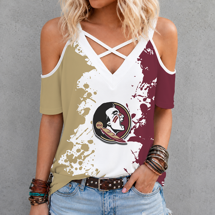 Limited Edition – Customized NCAA Florida State Seminoles Criss Cross V-Neck Top