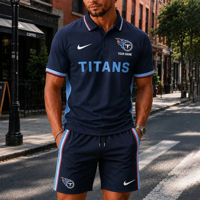 Limited Edition – Customized NFL Tennessee Titans Polo Shirt & Short Pants