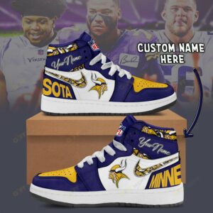 Limited Edition – Customized NFL Minnesota Vikings Air Jordan 1 Shoes