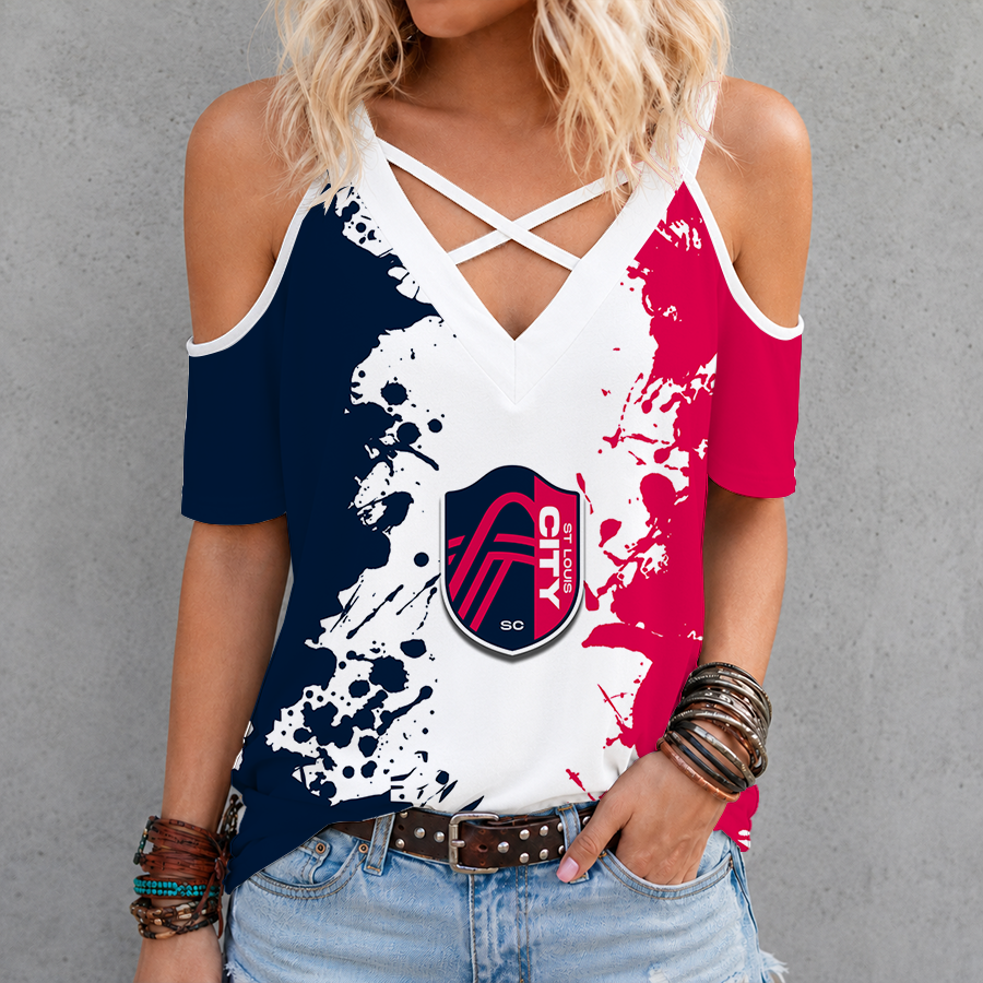 Limited Edition – Customized MLS St. Louis City Sc Criss Cross V-Neck Top