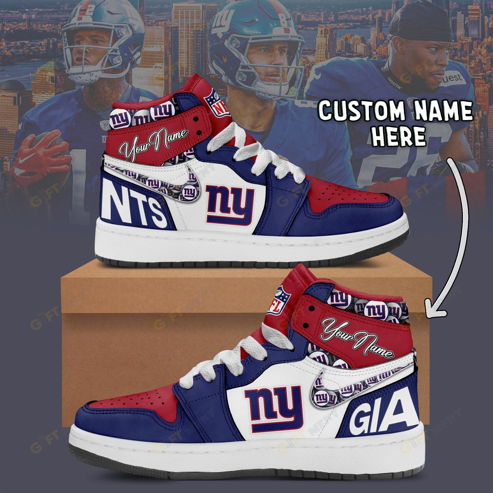 Limited Edition – Customized NFL New York Giants Air Jordan 1 Shoes