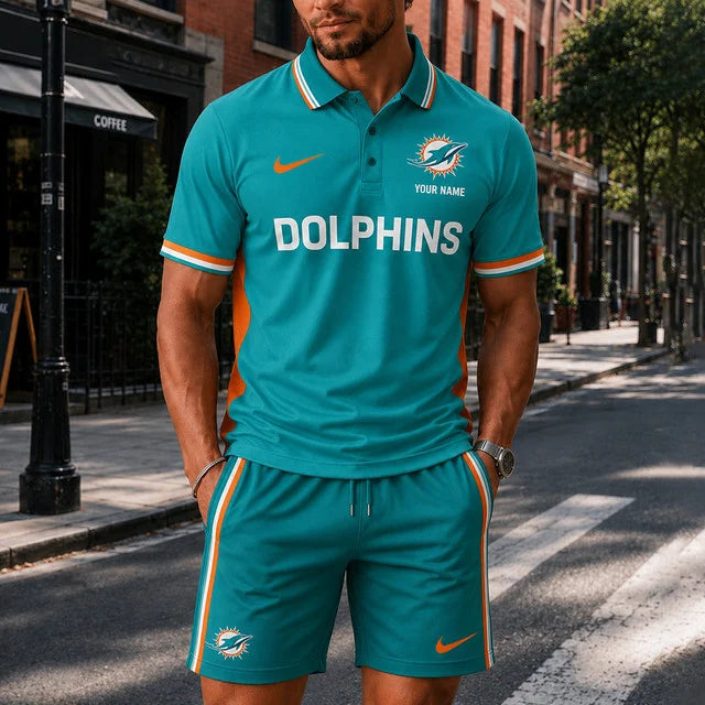 Limited Edition – Customized NFL Miami Dolphins Polo Shirt & Short Pants