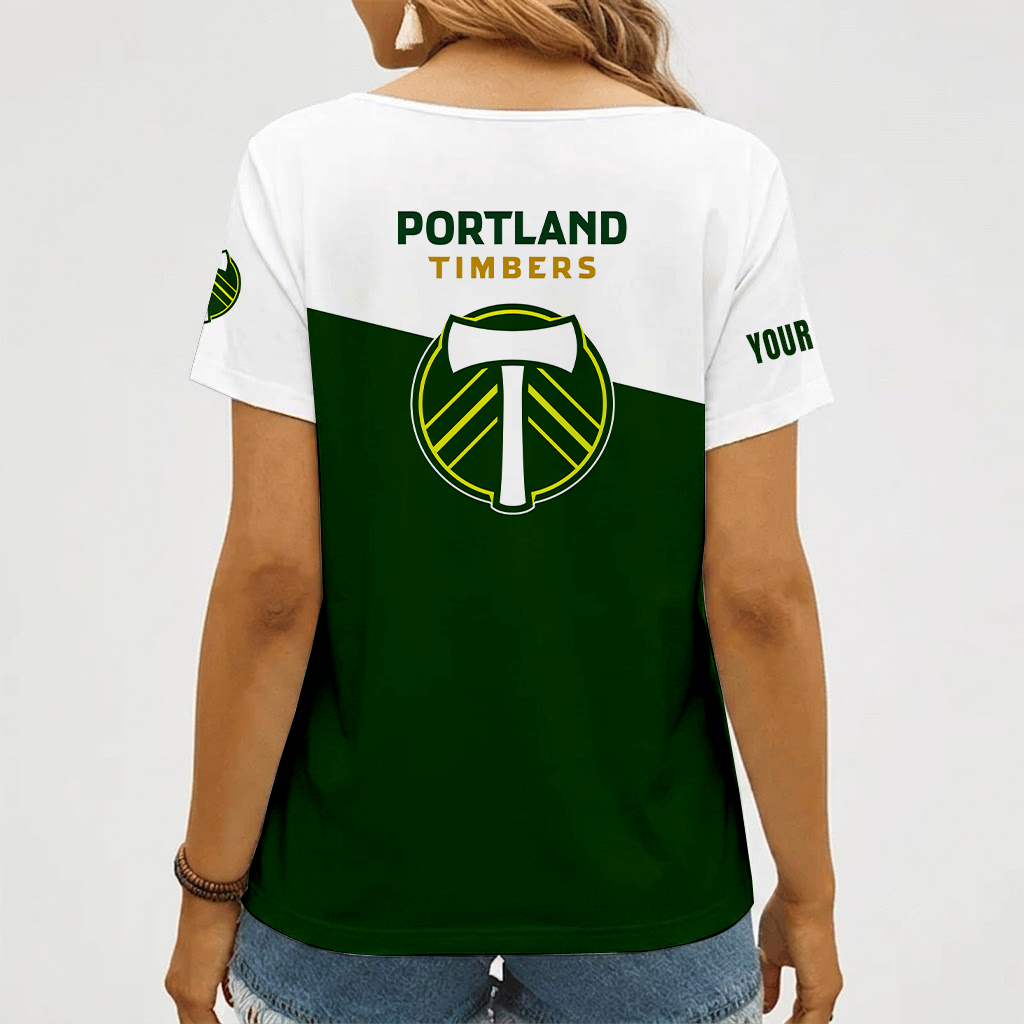 Limited Edition – Customized MLS Portland Timbers V-Neck Female Shirt - Image 2