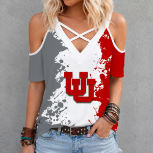 Limited Edition – Customized NCAA Utah Utes Criss Cross V-Neck Top