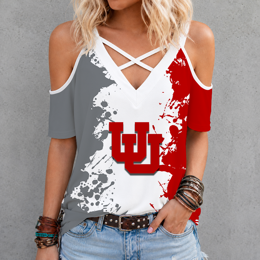 Limited Edition – Customized NCAA Utah Utes Criss Cross V-Neck Top